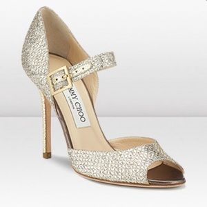 Jimmy Choo Glitter Mary-Jane Peep Sandal